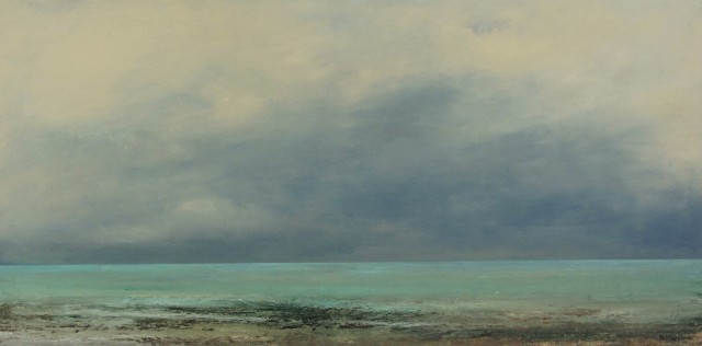 Nella Lush, "The Calm Before the Storm," Oil and Cold Wax, 30" x 60"